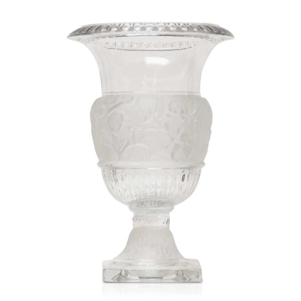 Glamorous XLarge French Art Deco Glass Vase by H.Hoffmann: Glamorous XLarge French Art Deco Glass Vase by H.Hoffmann This glamorous French Art Deco table vase, designed by H. Hoffmann, showcases a stunning clear glass construction and a round shape. It stands