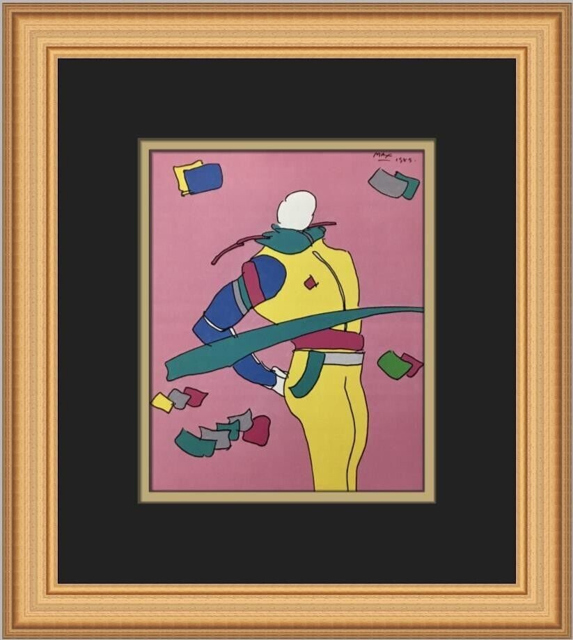 Peter Max Modern Dega Man Custom Framed Print 12x14 in Pop Art: Peter Max Modern Dega Man Custom Framed Print 12x14 in Pop Art This stunning custom framed print features Peter Max's "Modern Dega Man," a captivating piece of Pop Art from 2005. The print is encased