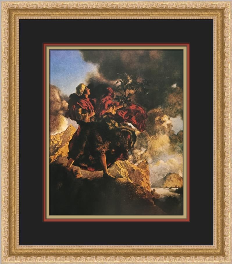 Maxfield Parrish Search for the Singing Tree Framed Print 15x18: Maxfield Parrish Search for the Singing Tree Framed Print 15x18 This custom framed print titled 'Search for the Singing Tree' by Maxfield Parrish showcases an Impressionistic art style with a fantasy