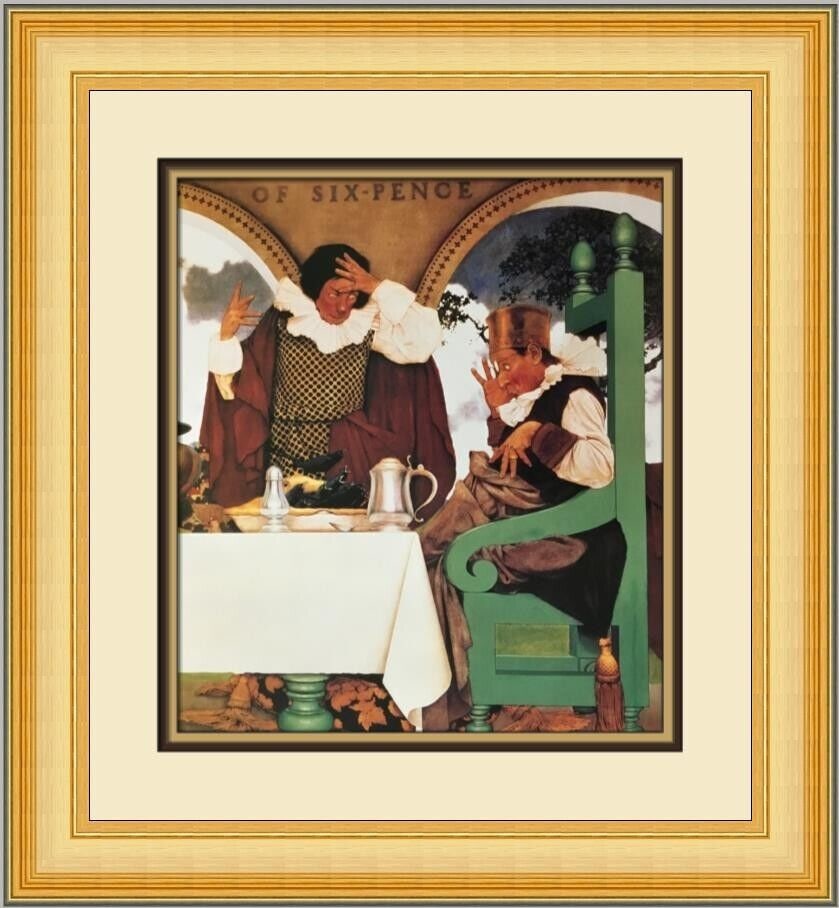 Maxfield Parrish Sing a Song of Six-Pence Custom Framed Print 20x19in: Maxfield Parrish Sing a Song of Six-Pence Custom Framed Print 20x19in This medium-sized custom framed print titled 'Sing a Song of Six-Pence' by Maxfield Parrish features a fantasy realism style. It m