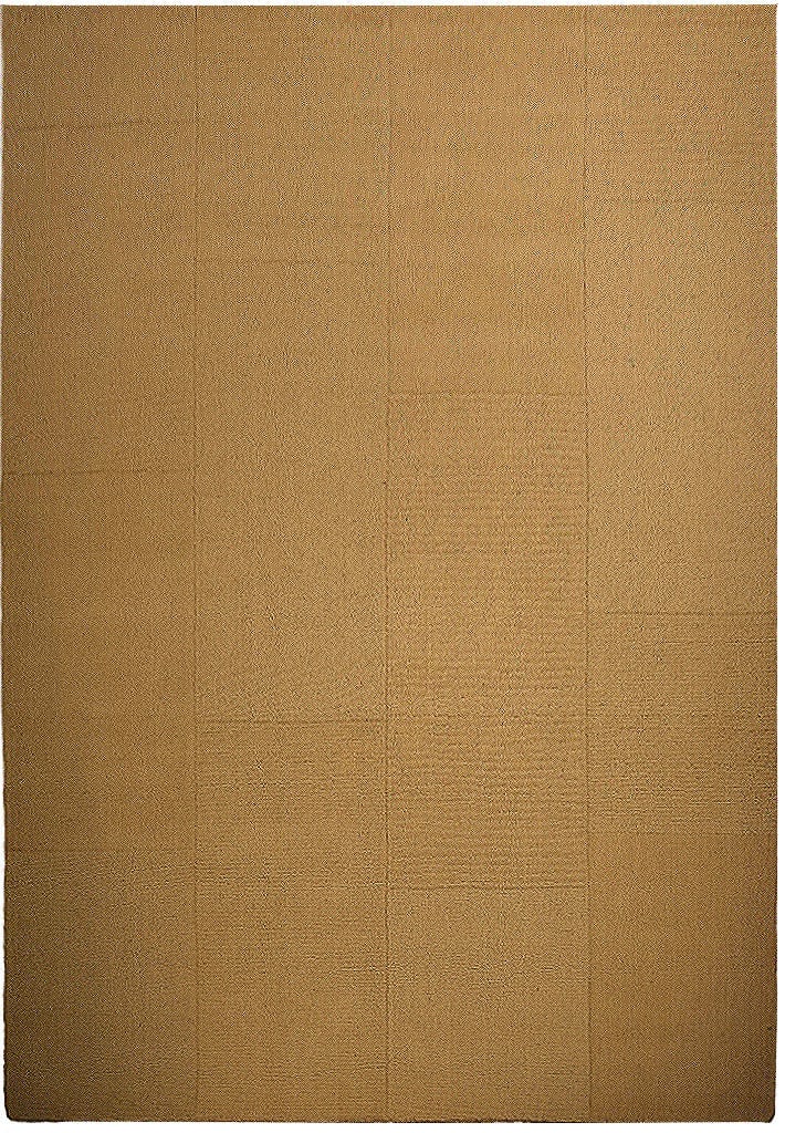 5x7 Modern Beige Handmade Area Rug: 5x7 Modern Beige Handmade Area Rug Enhance your space with this 5x7 modern area rug, hand-knotted in India. Made from 3/8 inch wool, the rug features a solid beige color and a contemporary design, per