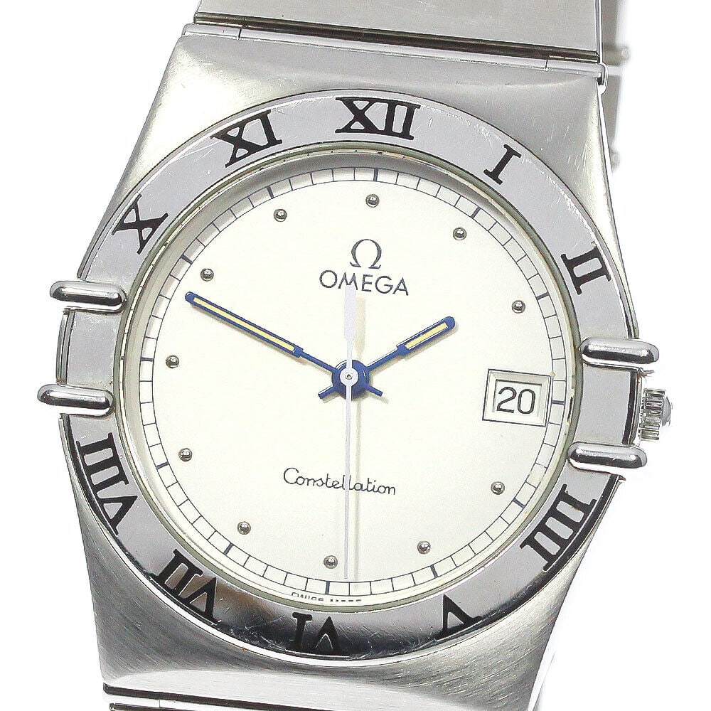 OMEGA Constellation Date Quartz Men's Watch Stainless Steel Silver Dial: OMEGA Constellation Date Quartz Men's Watch Stainless Steel Silver Dial OMEGA Constellation Date Quartz Men's Watch featuring a stainless steel case and bracelet with a silver dial. The watch has slig