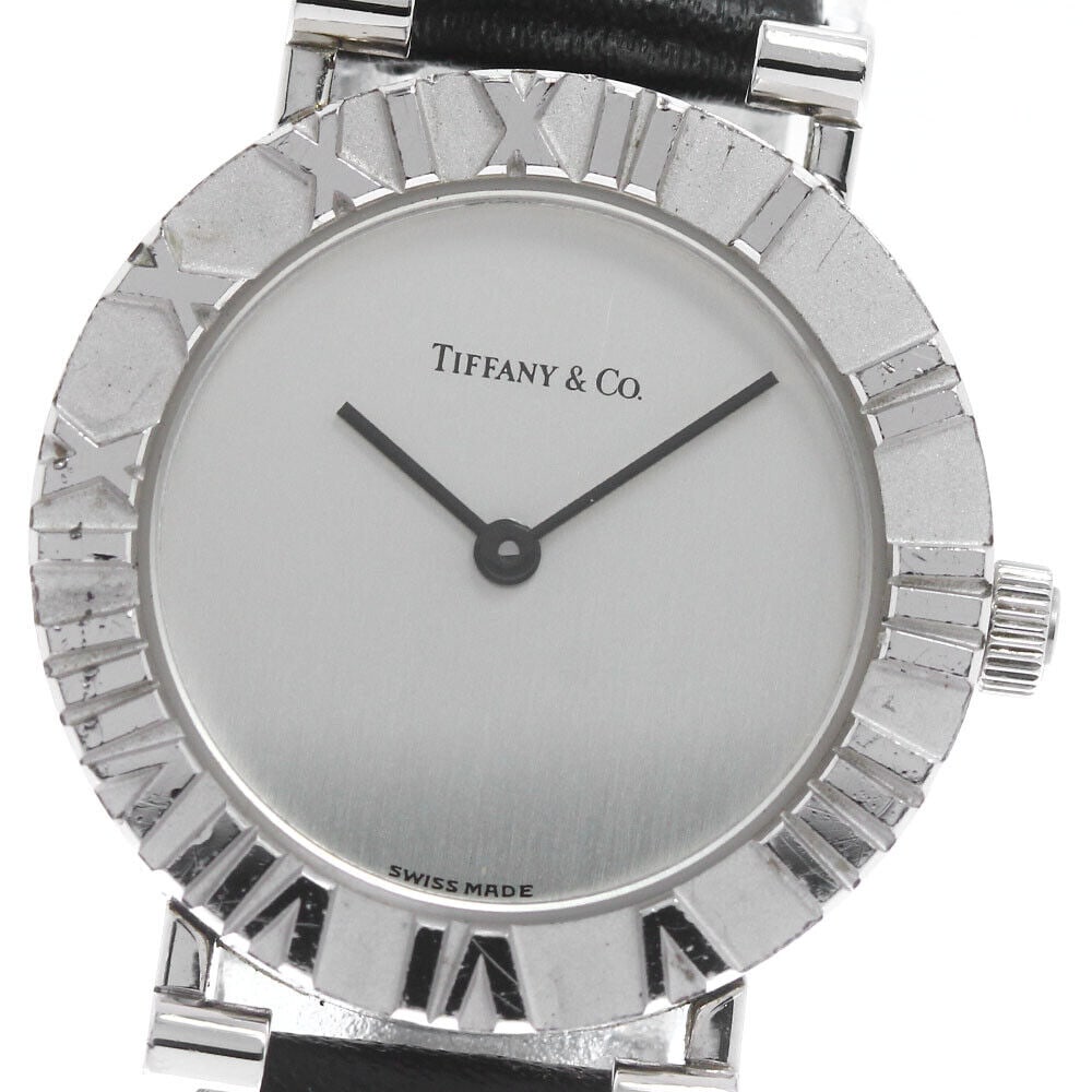 TIFFANY&Co. Atlas SV925 Quartz Ladies Watch with Silver Dial: TIFFANY&Co. Atlas SV925 Quartz Ladies Watch with Silver Dial TIFFANY&Co. Atlas SV925 Quartz Ladies Watch features a silver dial and a leather belt. The case material is SV925, with a case size of appr