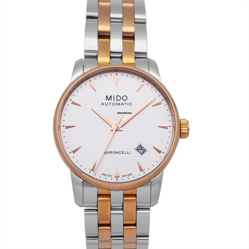 Mido Baroncelli III Automatic Men's Watch Stainless Steel Silver Dial 38mm: Mido Baroncelli III Automatic Men's Watch Stainless Steel Silver Dial 38mm Mido Baroncelli III Automatic men's watch featuring a stainless steel case and bracelet with a silver dial. The case diameter