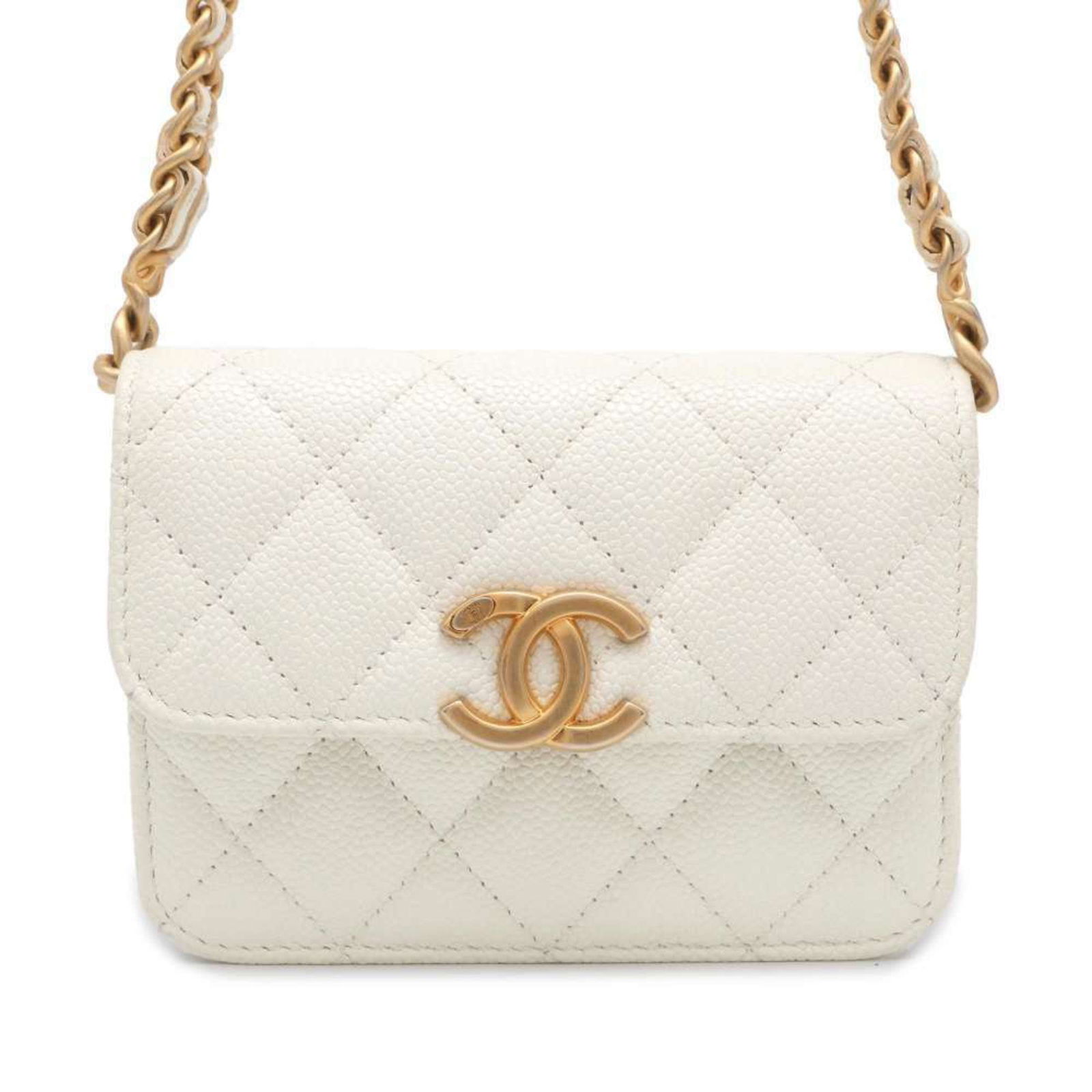 Chanel Chain Shoulder Bag Matelasse Coco Mark Caviar Skin AP2629 CHANEL Pochette White: Chanel Chain Shoulder Bag Matelasse Coco Mark Caviar Skin AP2629 CHANEL Pochette White Brand: Chanel Model: AP2629 Type: Pochette Shoulder bag Material: Caviar leather Caviar leather: Color: White Har