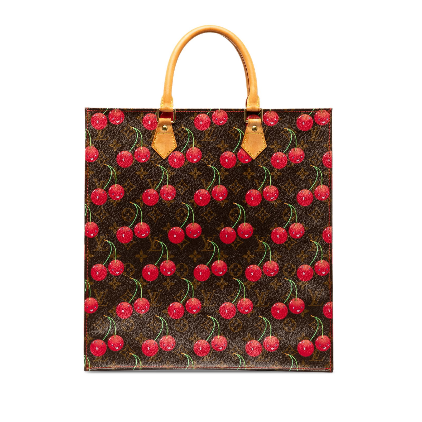 Louis Vuitton Takashi Murakami Monogram Cerises Tote Bag: Louis Vuitton Takashi Murakami Monogram Cerises Tote Bag The Louis Vuitton Takashi Murakami Monogram Cerises Sac Plat is a stylish tote bag made from monogram cerises canvas with rolled vachetta leath
