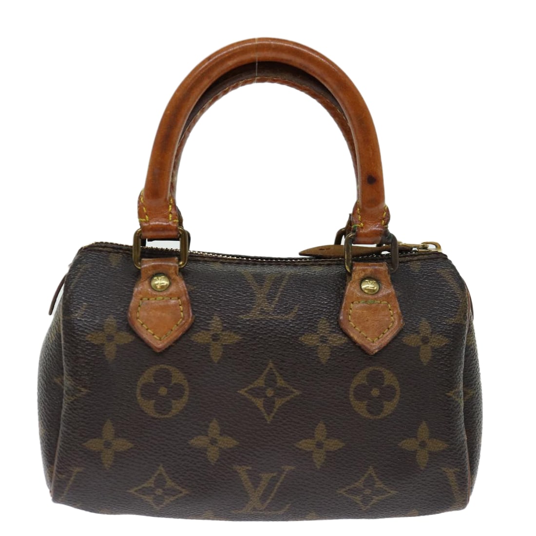 Louis Vuitton Mini Speedy Brown Canvas Handbag: Louis Vuitton Mini Speedy Brown Canvas Handbag This exquisite Louis Vuitton Mini Speedy handbag is crafted in iconic brown Monogram Canvas from France. It features dimensions of W16cm x H11cm x D7cm. 