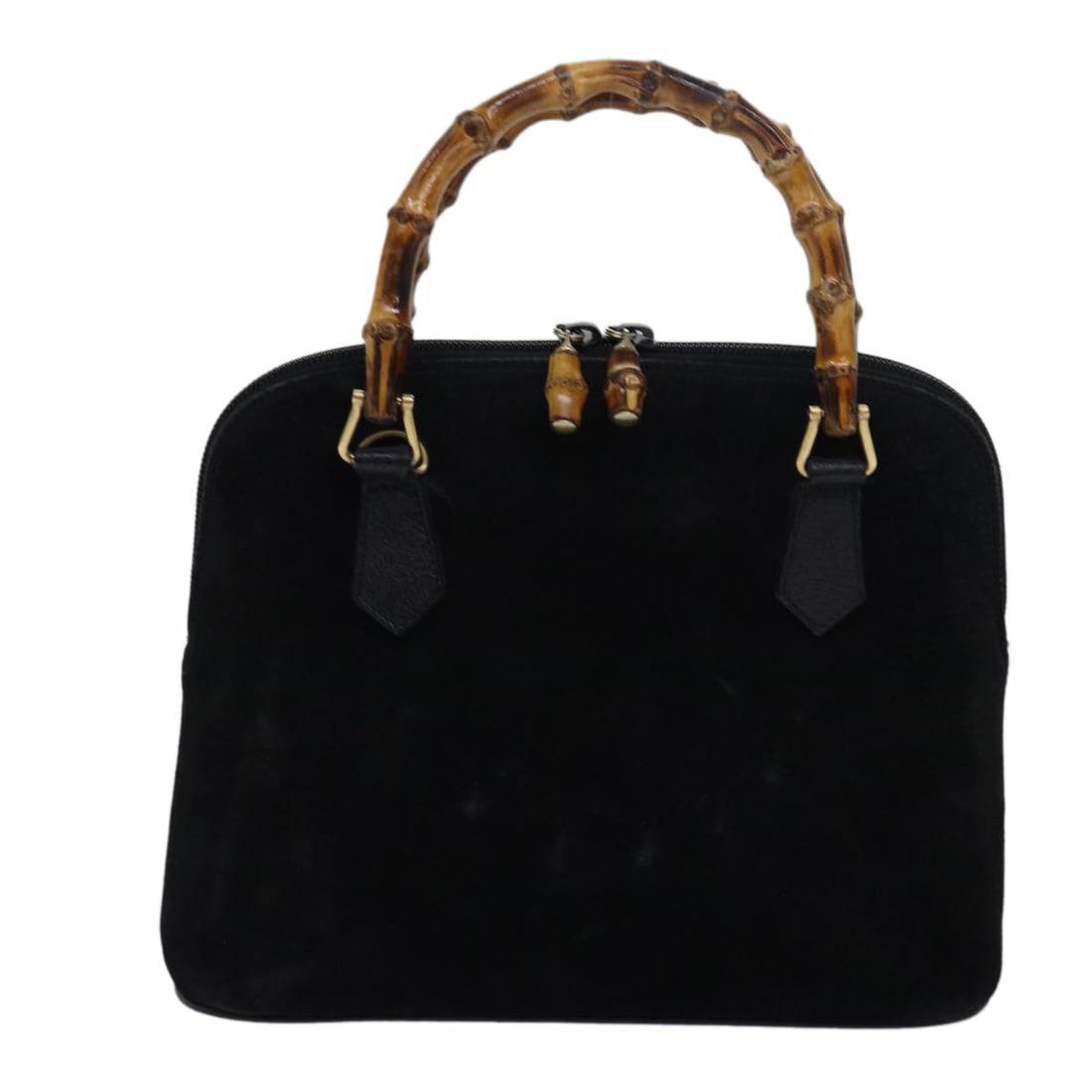 Gucci Bamboo Black Suede Handbag Italy 26cm x 20cm x 8cm: Gucci Bamboo Black Suede Handbag Italy 26cm x 20cm x 8cm Gucci Bamboo black suede handbag from Italy featuring dimensions of W26cm x H20cm x D8cm. Known for its practicality and elegance, this bag sho