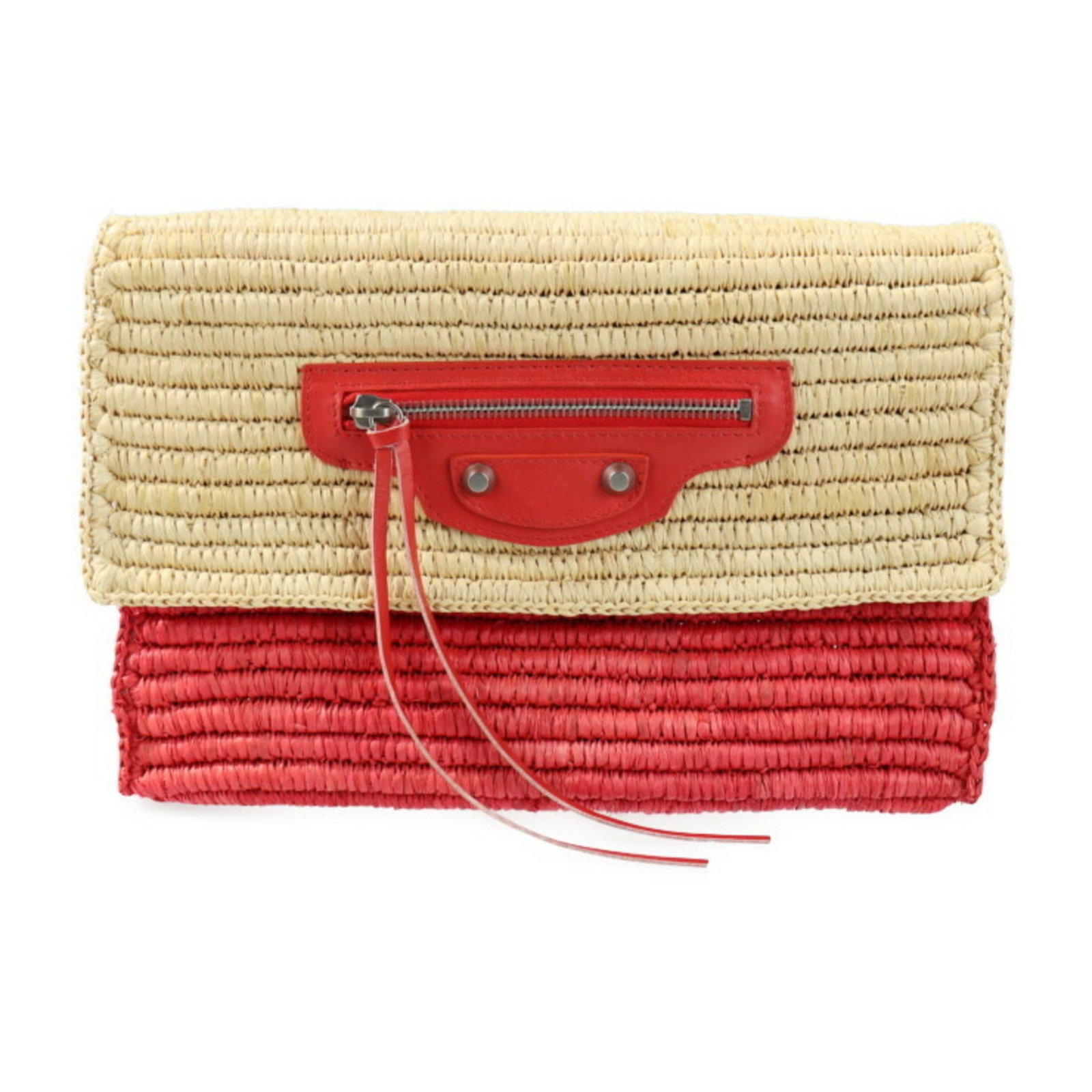 BALENCIAGA Balenciaga clutch bag 339549 raffia leather natural red straw basket second: BALENCIAGA Balenciaga clutch bag 339549 raffia leather natural red straw basket second Brand: Balenciaga Line: Raffia Type: Clutch bag Handbag Material: Raffia Raffia: Color: Red color Closure: Flap S