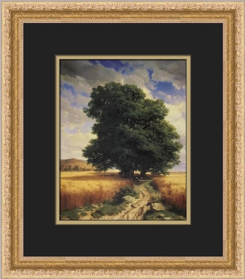 Alexander Calame Landscape with Oak Trees Custom Framed Print 15x13 in Portrait: Alexander Calame Landscape with Oak Trees Custom Framed Print 15x13 in Portrait This custom framed print titled 'Landscape with Oak Trees' by Alexander Calame showcases a medium-sized artwork measurin