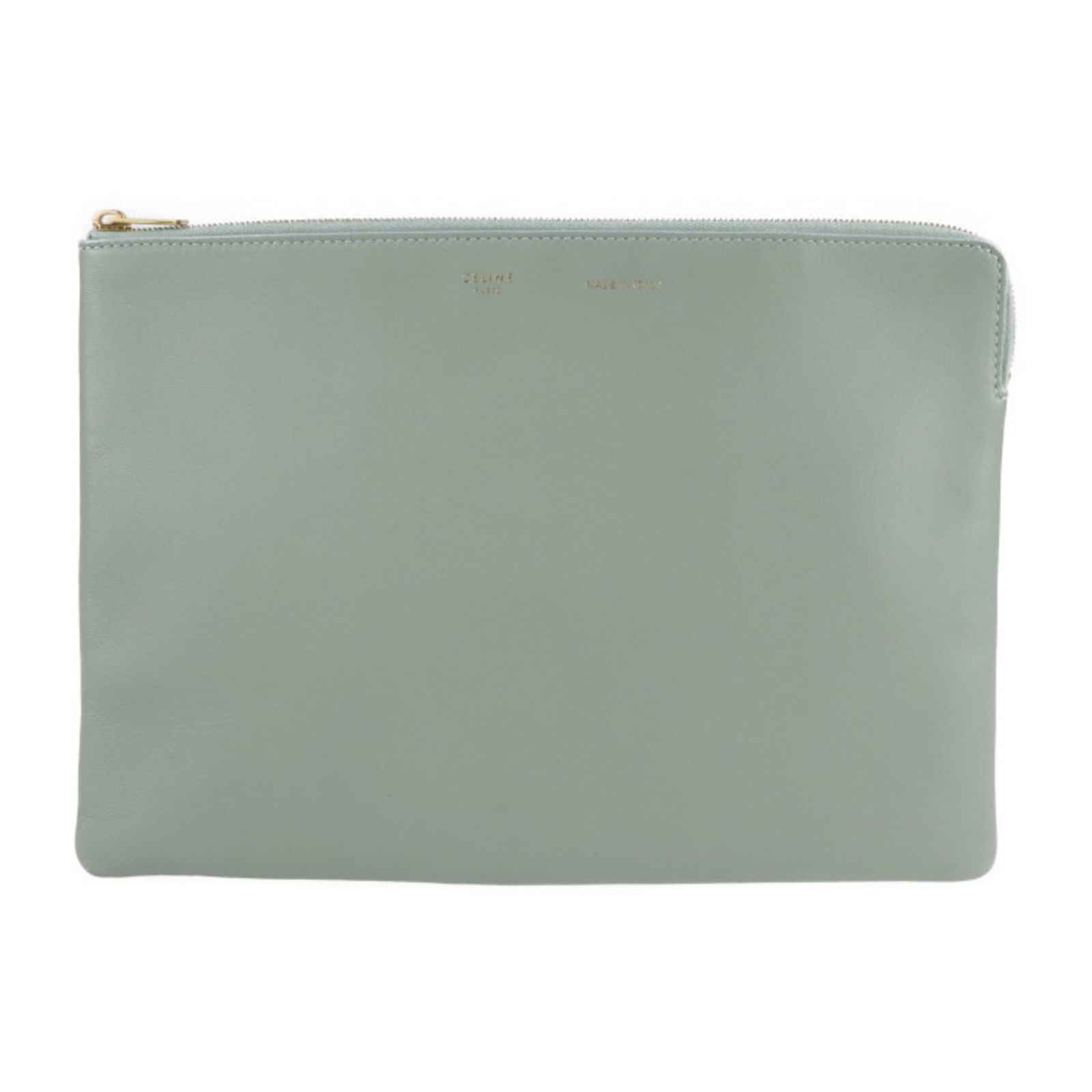 CELINE Celine Clutch Bag Leather Earth Green Gold Hardware Second Pouch: CELINE Celine Clutch Bag Leather Earth Green Gold Hardware Second Pouch Brand: Celine Type: Clutch bag Handbag Pouch Material: Leather Leather: Color: Green Closure: Zipper Inner Pocket: Card holder2
