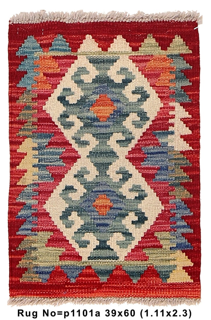 Handmade Wool Kilim Area Rug 15x24 Inches Multi Tribal Design: Handmade Wool Kilim Area Rug 15x24 Inches Multi Tribal Design This handmade wool Kilim area rug features a vibrant multi-color tribal pattern. Measuring 15 inches in width and 24 inches in length, it