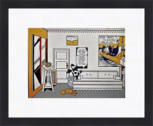 Roy Lichtenstein Look Mickey No 1 Print Custom Framed 18x16 in Pop Art: Roy Lichtenstein Look Mickey No 1 Print Custom Framed 18x16 in Pop Art A custom framed print titled 'Look Mickey No 1' by Roy Lichtenstein, created in 1993. This medium-sized piece measures 18 in leng