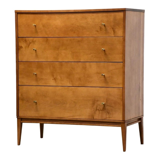 Refinished Paul McCobb Mid Century Modern Maple Dresser 36in Brown: Refinished Paul McCobb Mid Century Modern Maple Dresser 36in Brown This mid century modern four drawer dresser, designed by Paul McCobb for Winchendons Planner Group, features a solid maple constructi