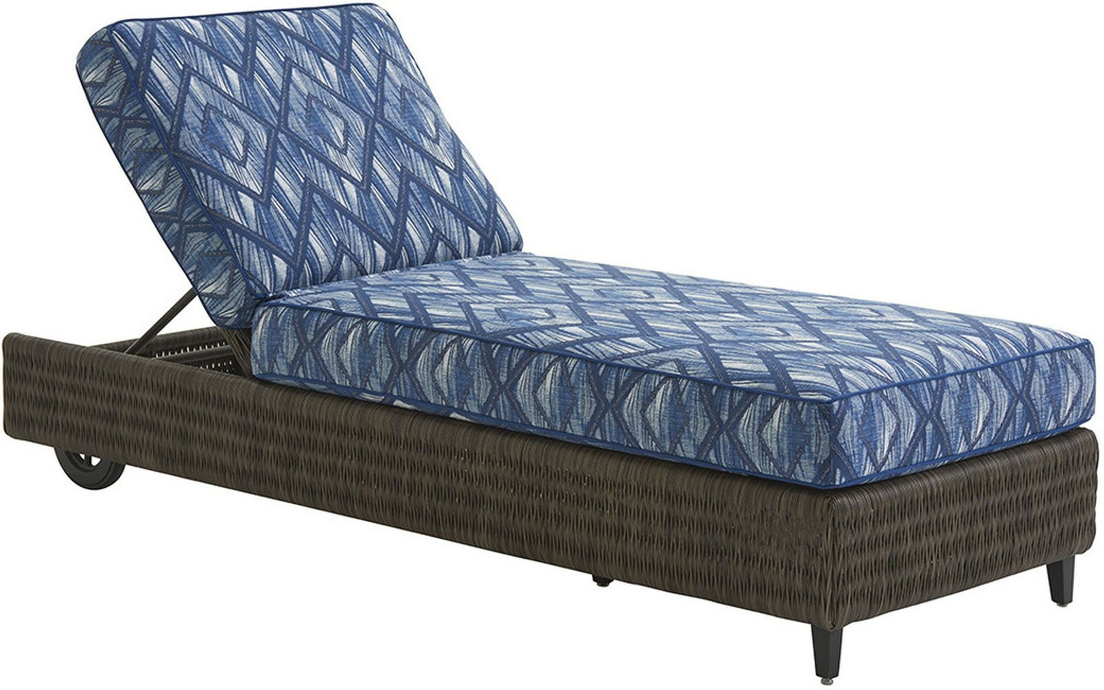 Cypress Point Ocean Terrace Chaise: Cypress Point Ocean Terrace Chaise Cypress Point Ocean Terrace features a distinctive V-pattern of all-weather woven wicker, aluminum frames in a custom aged iron finish and contemporary Weatherstone