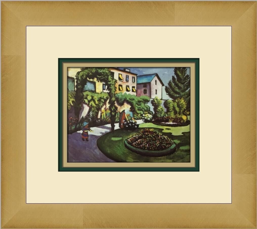 August Macke Garden Picture Custom Framed Print: August Macke Garden Picture Custom Framed Print This beautiful custom framed print titled 'Garden Picture' by August Macke features an impressionistic style. It measures 12 inches in width and 11 inch