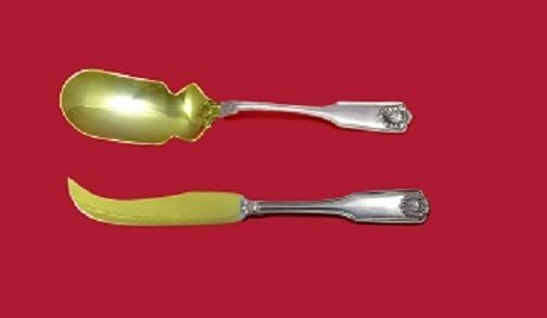 Frank Smith Sterling Silver Caviar Serving Set 2pc Fiddle Shell Gold-Washed: Frank Smith Sterling Silver Caviar Serving Set 2pc Fiddle Shell Gold-Washed Elevate your dining experience with this exquisite 2-piece caviar serving set by Frank Smith. Crafted from sterling silver w