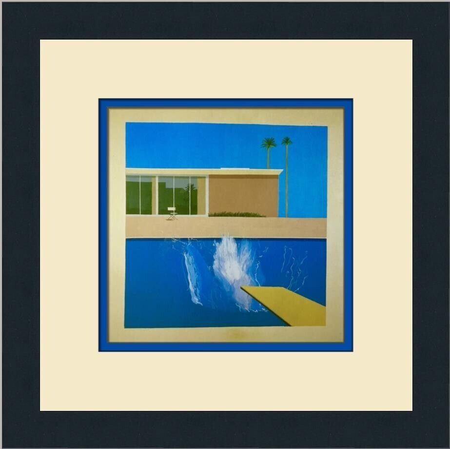 David Hockney A Bigger Splash Custom Framed Print 2000 Pop Art 13in x 13in: David Hockney A Bigger Splash Custom Framed Print 2000 Pop Art 13in x 13in This custom framed print titled 'A Bigger Splash' by artist David Hockney features a stunning Pop Art style. Produced in 2000
