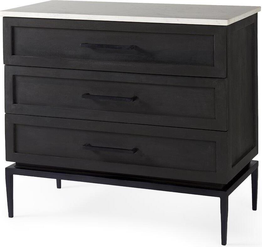 Divina Black-Brown Wood With White Marble Top And Black Metal Base Accent Cabinet: Divina Black-Brown Wood With White Marble Top And Black Metal Base Accent Cabinet A truly exceptional, contemporary piece, the Divina Accent Table speaks volumes about its quality craftsmanship and ex