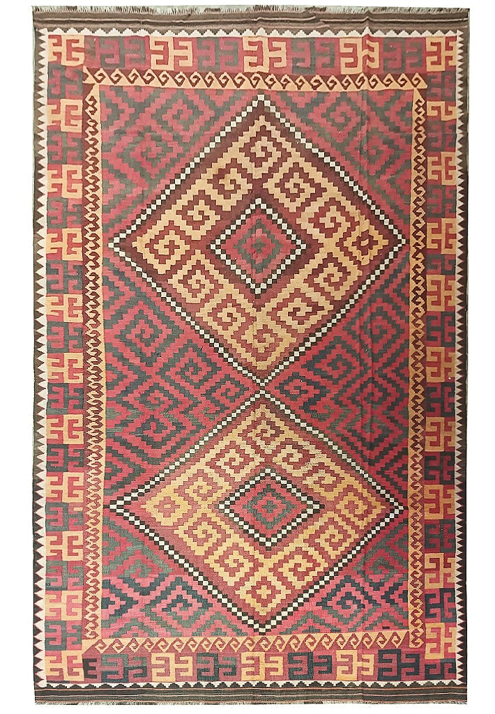 Tribal Afghan Kilim Area Rug 8.3ft x 15ft Hand-Knotted: Tribal Afghan Kilim Area Rug 8.3ft x 15ft Hand-Knotted This stunning Tribal Afghan Kilim Area Rug measures 8.3 feet in width and 15.0 feet in length, featuring a beautiful combination of colors includ