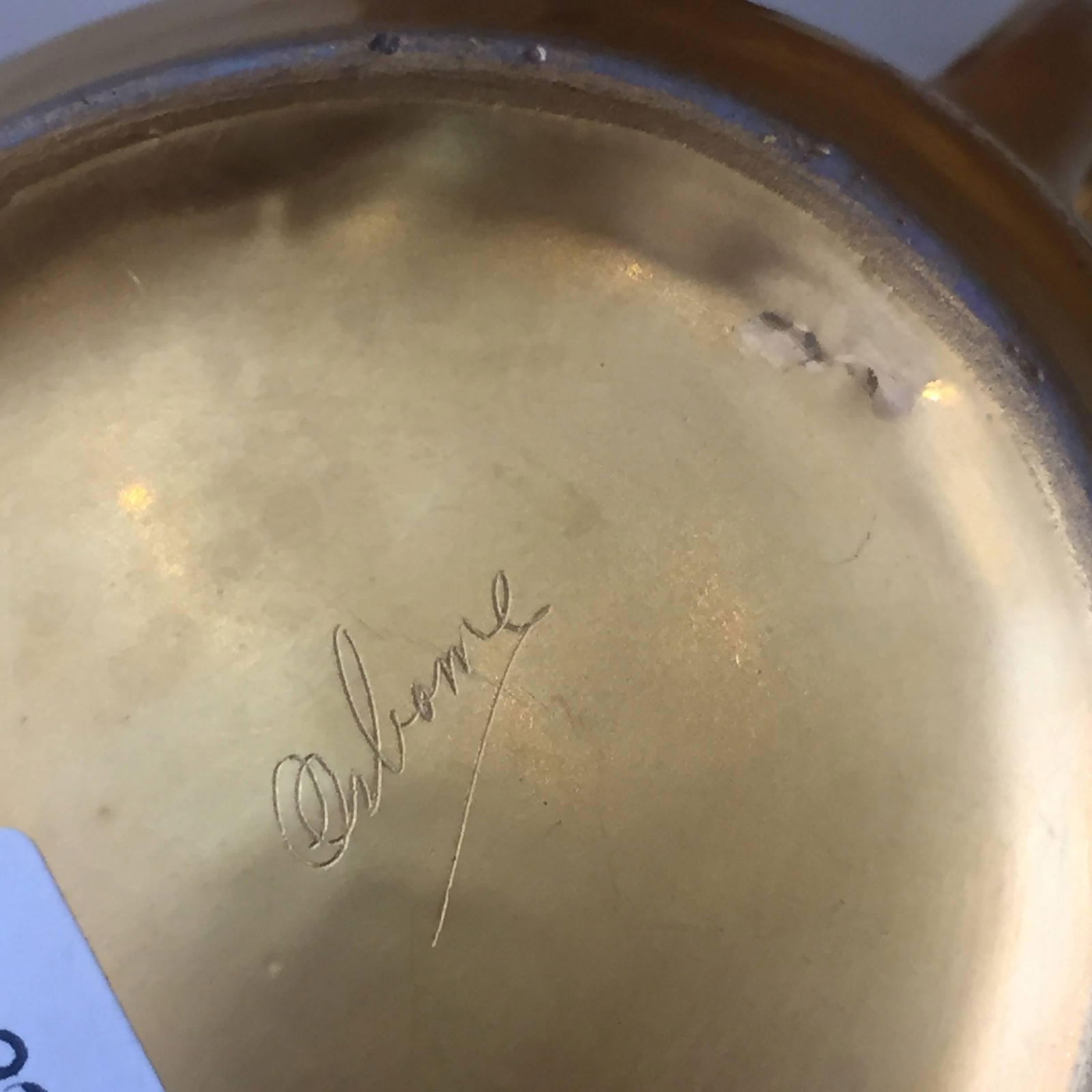 Set of Five Antique 18K Gold Plate Porcelain Tea Tables by Osborne: Set of Five Antique 18K Gold Plate Porcelain Tea Tables by Osborne This exquisite set of five antique 18-karat gold plate porcelain tea tables showcases a Mid-Century Modern design from France, crafte