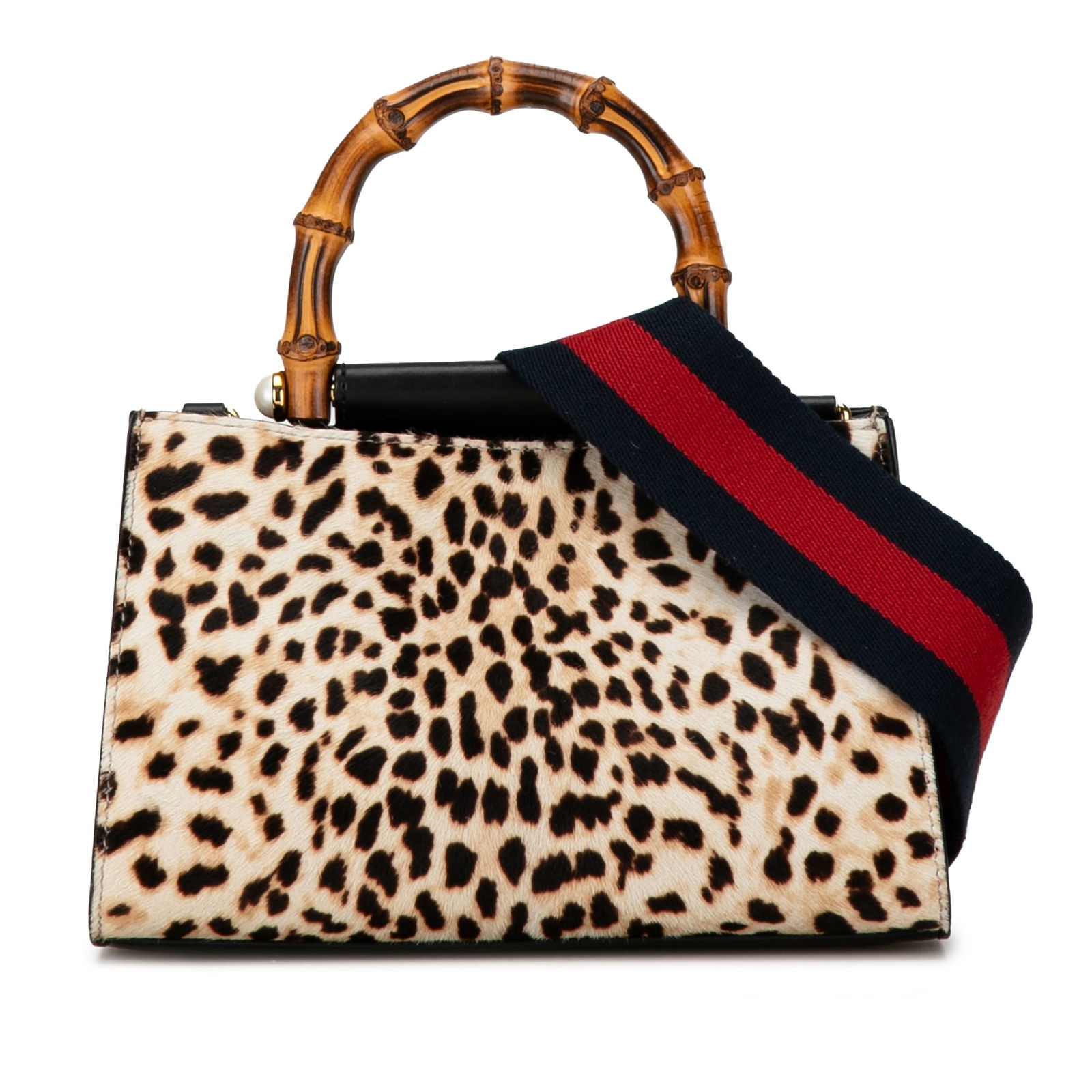 Gucci Small Bamboo Nymphaea Pony Hair Satchel: Gucci Small Bamboo Nymphaea Pony Hair Satchel The Nymphaea features a pony hair and leather body a bamboo handle a detachable flat shoulder strap an open top with magnetic snap closure and an interior