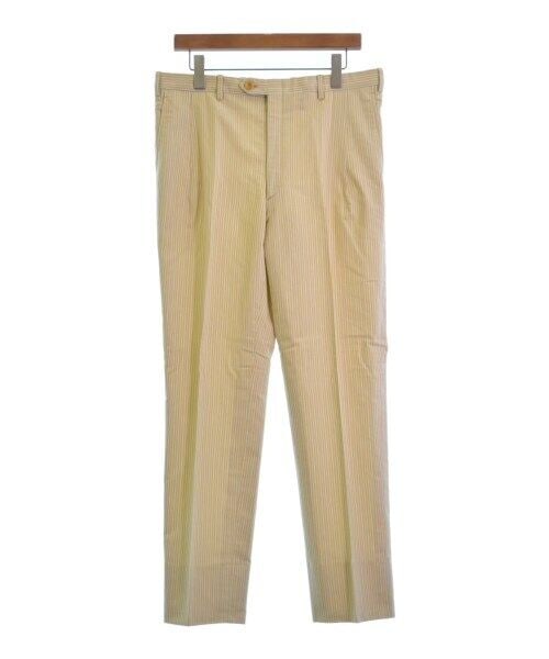 Brioni Men's Dress Pants Stripe Pattern Size 50 XL: Brioni Men's Dress Pants Stripe Pattern Size 50 XL Stylish Brioni dress pants featuring a stripe pattern in orange, white, and light blue. These men's slacks are size 50 (XL rank) with a regular fit,