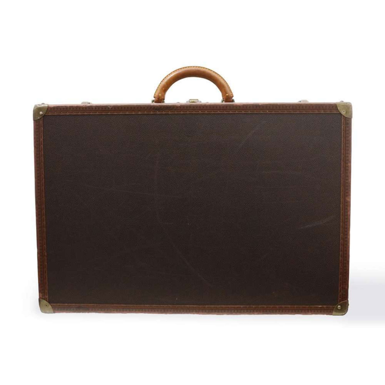 Louis Vuitton Trunk Alzer 65 Suitcase Brown Leather Hard Case: Louis Vuitton Trunk Alzer 65 Suitcase Brown Leather Hard Case The Louis Vuitton Trunk Alzer 65 is a classic hard case suitcase designed for both men and women. Crafted from durable leather in a rich b