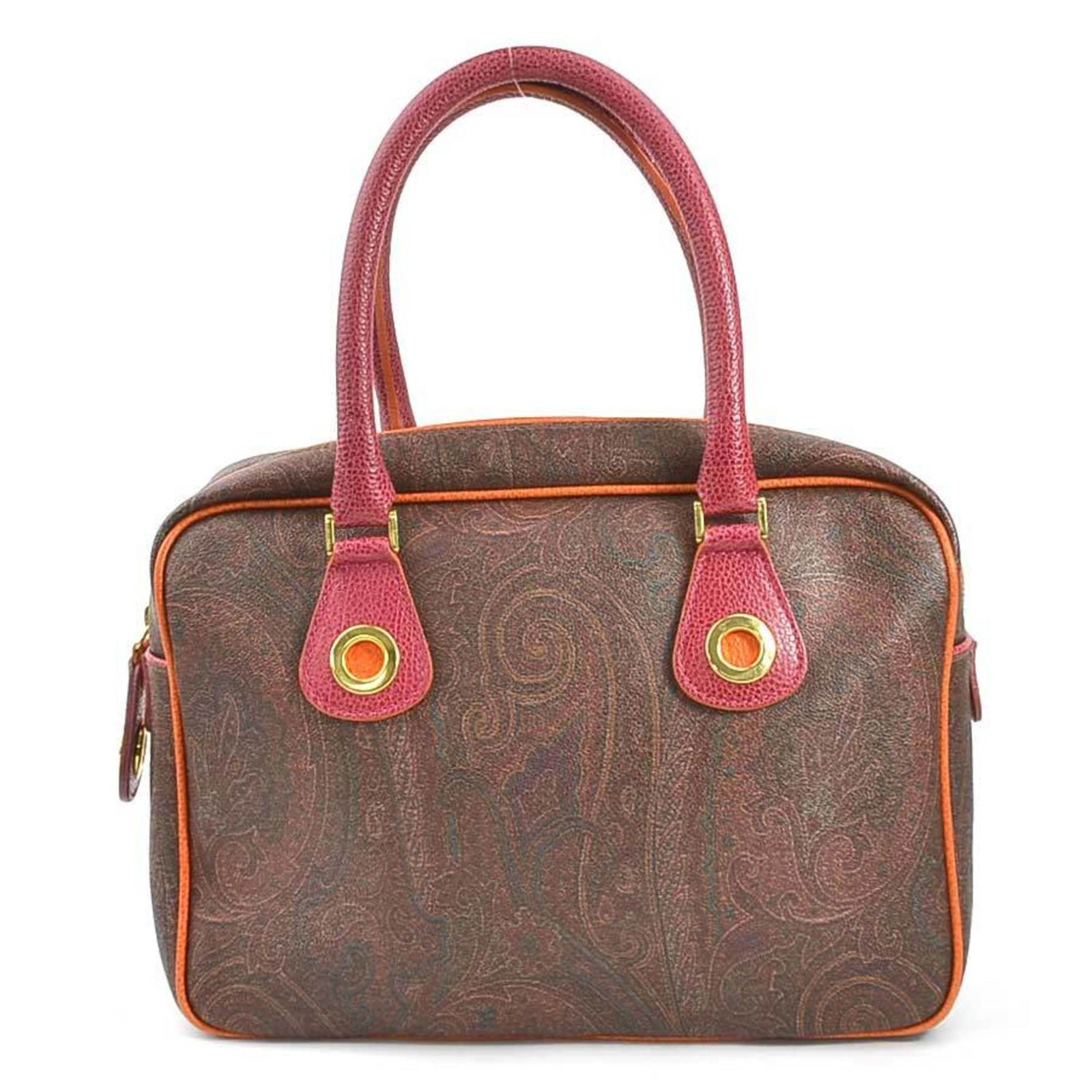 ETRO Multicolor Paisley Handbag in PVC and Embossed Leather for Women: ETRO Multicolor Paisley Handbag in PVC and Embossed Leather for Women This stylish ETRO handbag features a vibrant multicolor paisley design crafted from durable PVC leather. The handbag measures 22cm