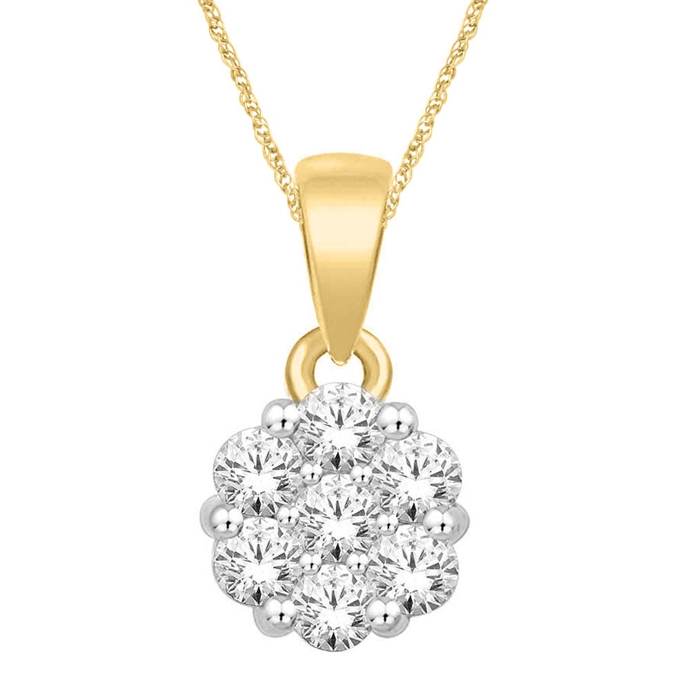 14K Yellow Gold Diamond Flower Pendant 1/2 Ct Tw: 14K Yellow Gold 1/2 Ct.Tw. Diamond Flower Pendant This Dazzling Flower Pendant Is Adorned With 1/2 Ct.Tw Diamonds. Crafted Of 14K Yellow Gold And This Piece Will Add Elegance To Your Ensemble. Metal: