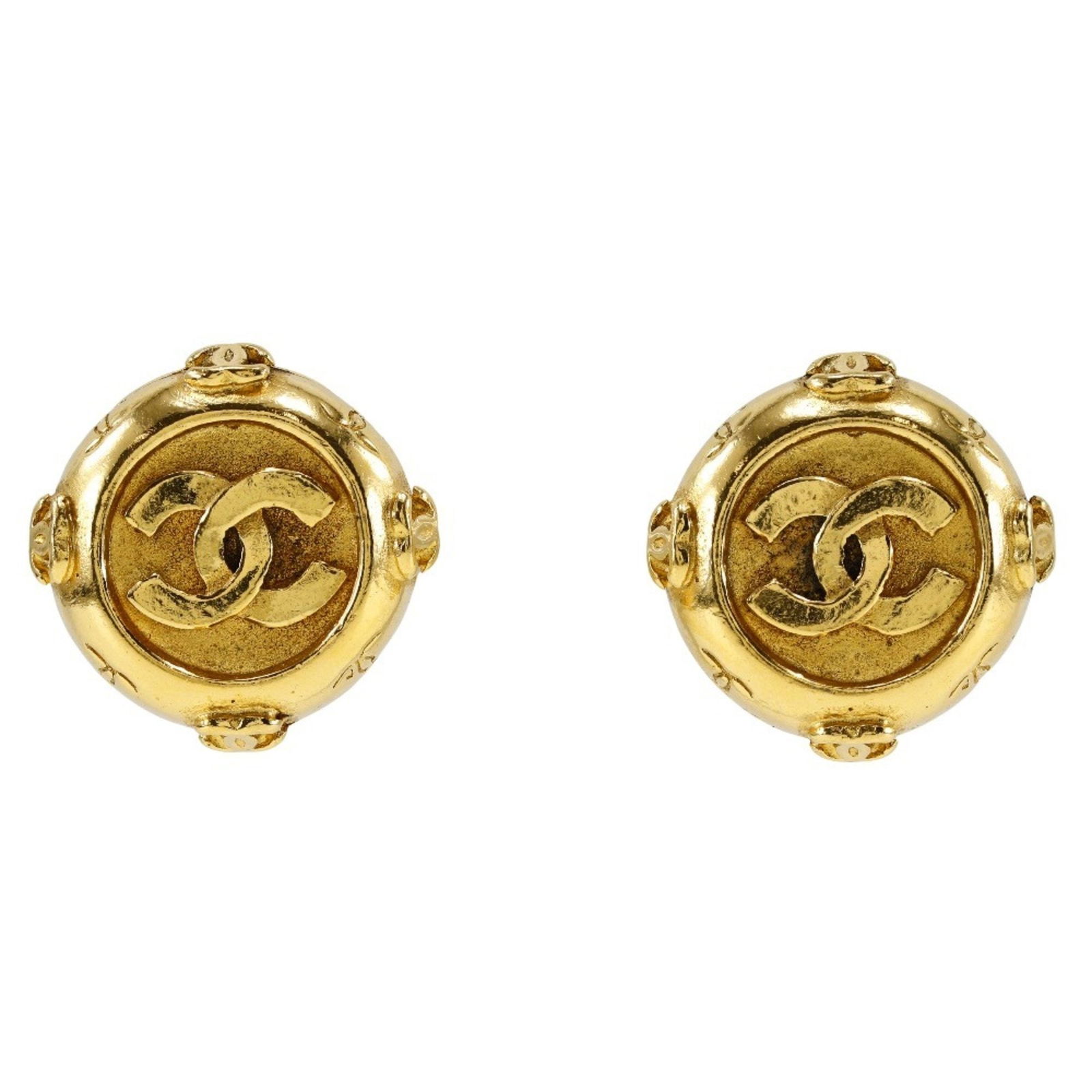 Chanel Gold Plated Coco Mark Clip Earrings for Women 25mm 20.7g: Chanel Gold Plated Coco Mark Clip Earrings for Women 25mm 20.7g Elevate your accessory collection with these exquisite Chanel Coco Mark Clip Earrings. Crafted from gold plating, these stylish earrings
