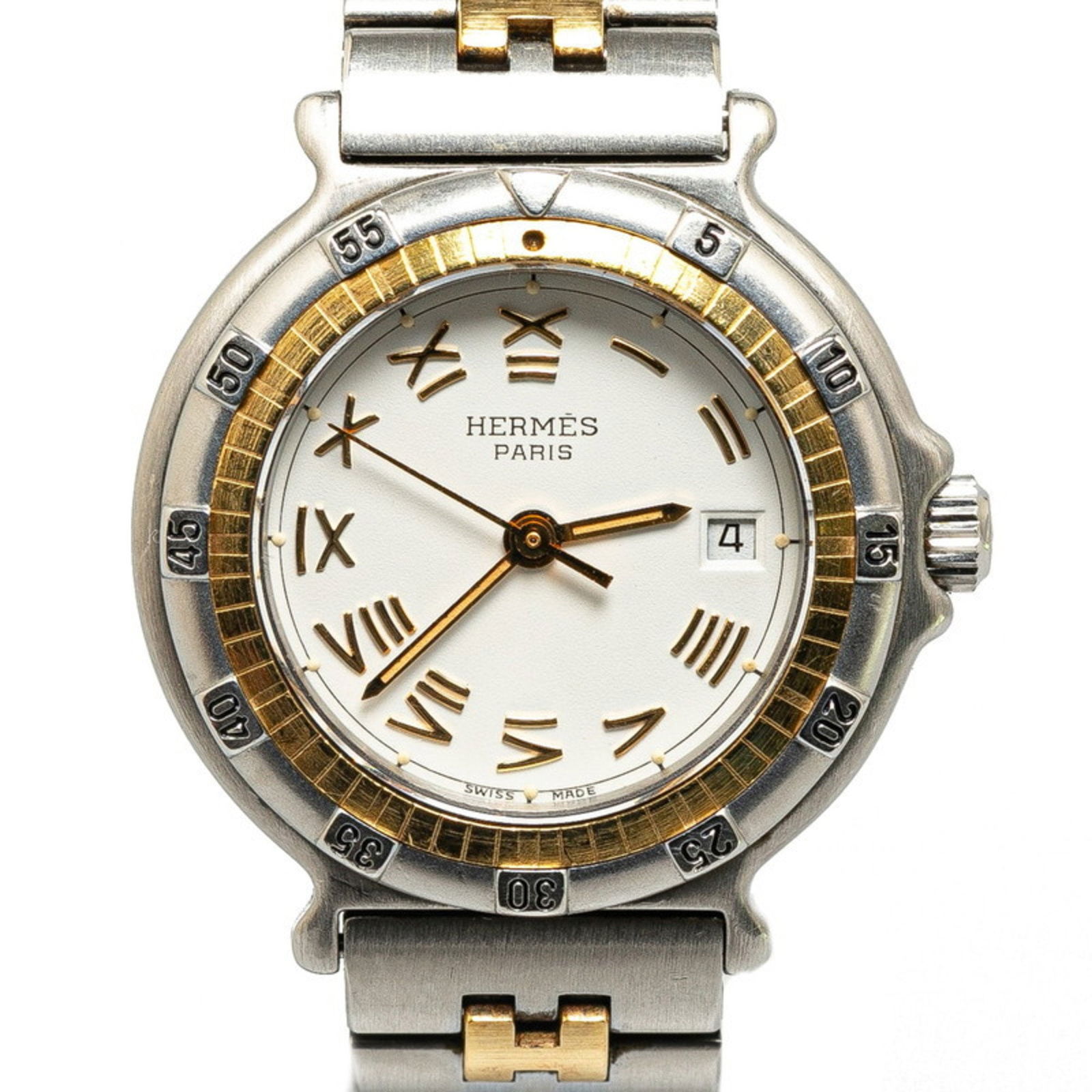 Hermes Captain Nemo Quartz Watch Women's Ivory Dial Stainless Steel 25.2mm: Hermes Captain Nemo Quartz Watch Women's Ivory Dial Stainless Steel 25.2mm This Hermes Captain Nemo wristwatch features a stylish ivory dial and is crafted from stainless steel. Designed for women, it