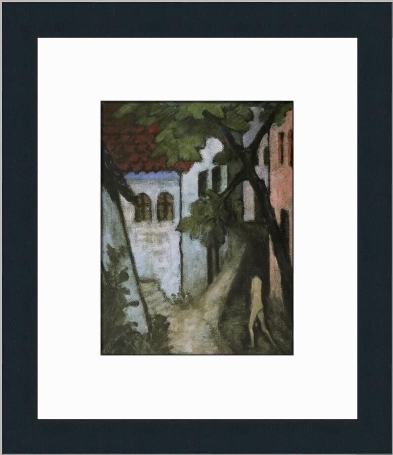 Otto Mueller Gypsy Figure with Village Framed Print 14x12: Otto Mueller Gypsy Figure with Village Framed Print 14x12 This custom framed print features the artwork 'Gypsy Figure with Village' by Otto Mueller, created in 1998. The print is an offset lithograph