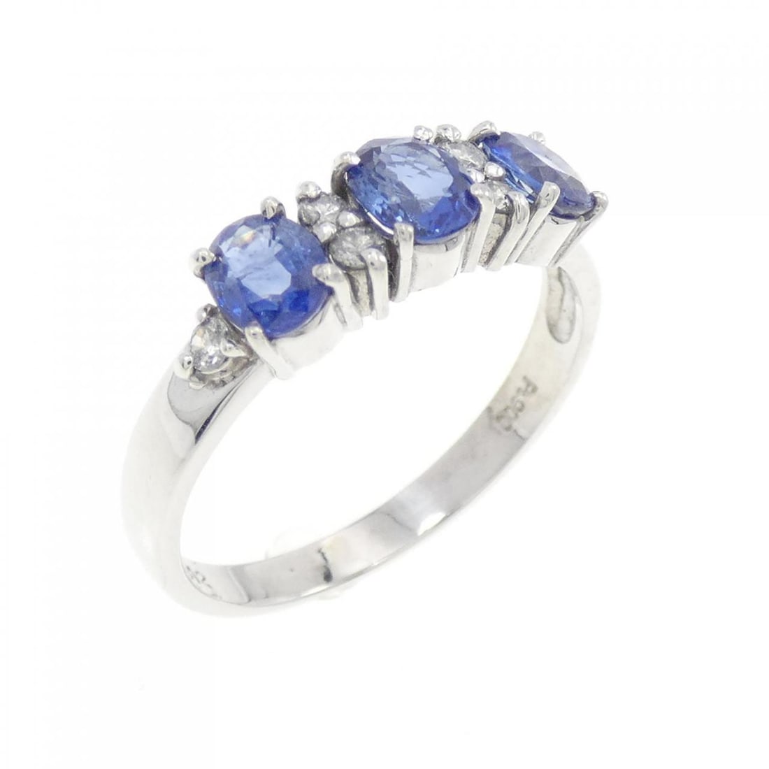 Ladies Platinum Sapphire Ring 0.96CT with Diamond Accents, Size 6.5: Ladies Platinum Sapphire Ring 0.96CT with Diamond Accents, Size 6.5 This elegant ladies ring features a stunning 0.96CT sapphire as the center stone, complemented by diamond accents totaling 0.12CT. C