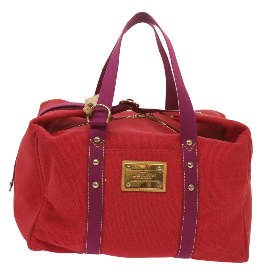 Louis Vuitton Antigua: Louis Vuitton Antigua Brand: Louis Vuitton Model: Antigua Gender: F Color: Red Material: Canvas Dimensions: W39cm x H35cm x D24cm Comments: Introducing the Louis Vuitton Antigua Canvas Boston Bag in v
