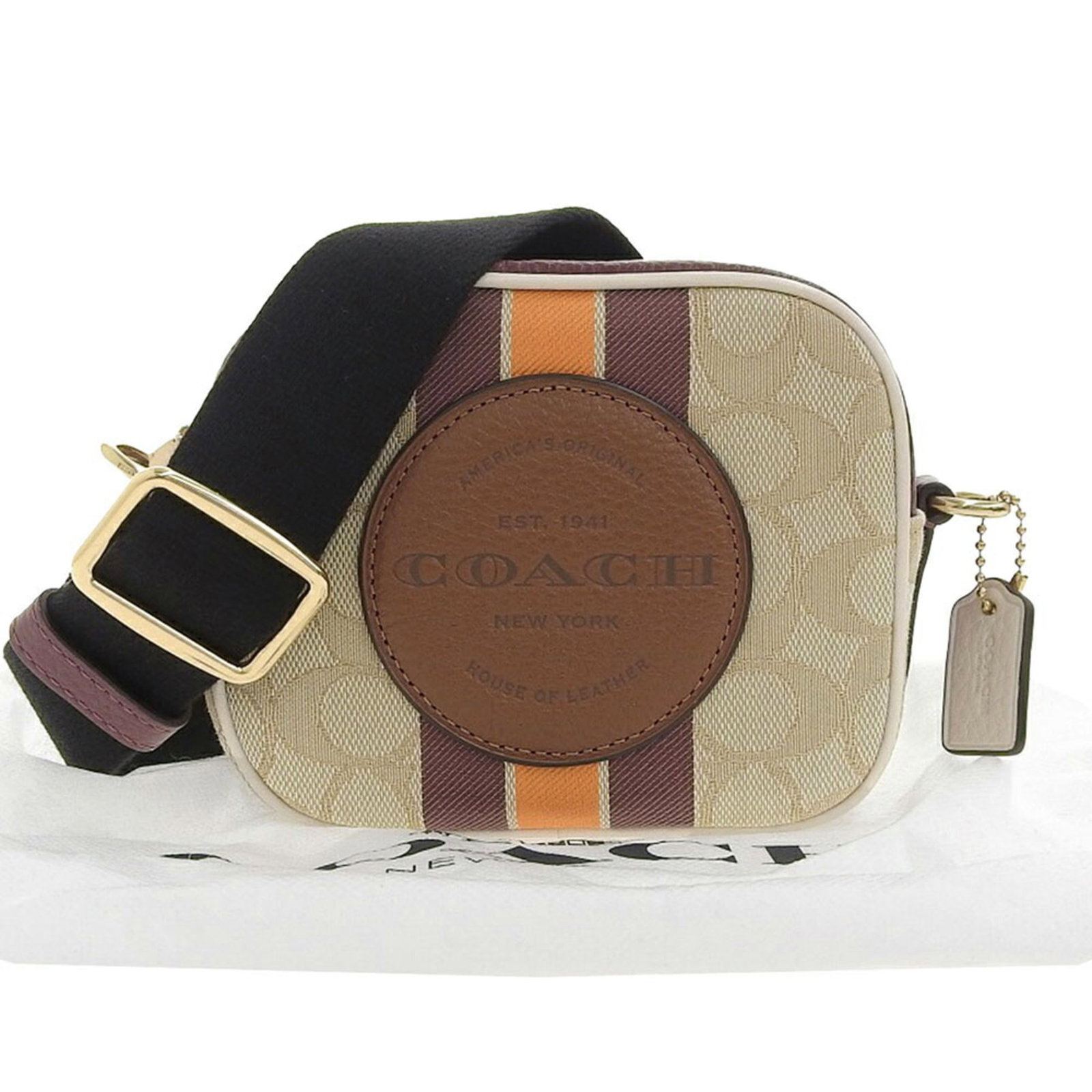 Coach Signature Dempsey Shoulder Bag Beige Bordeaux: Coach Signature Dempsey Shoulder Bag Beige Bordeaux This stylish Coach Signature Dempsey Stripe Shoulder Bag features a combination of beige and bordeaux colors. Made from the signature line material,