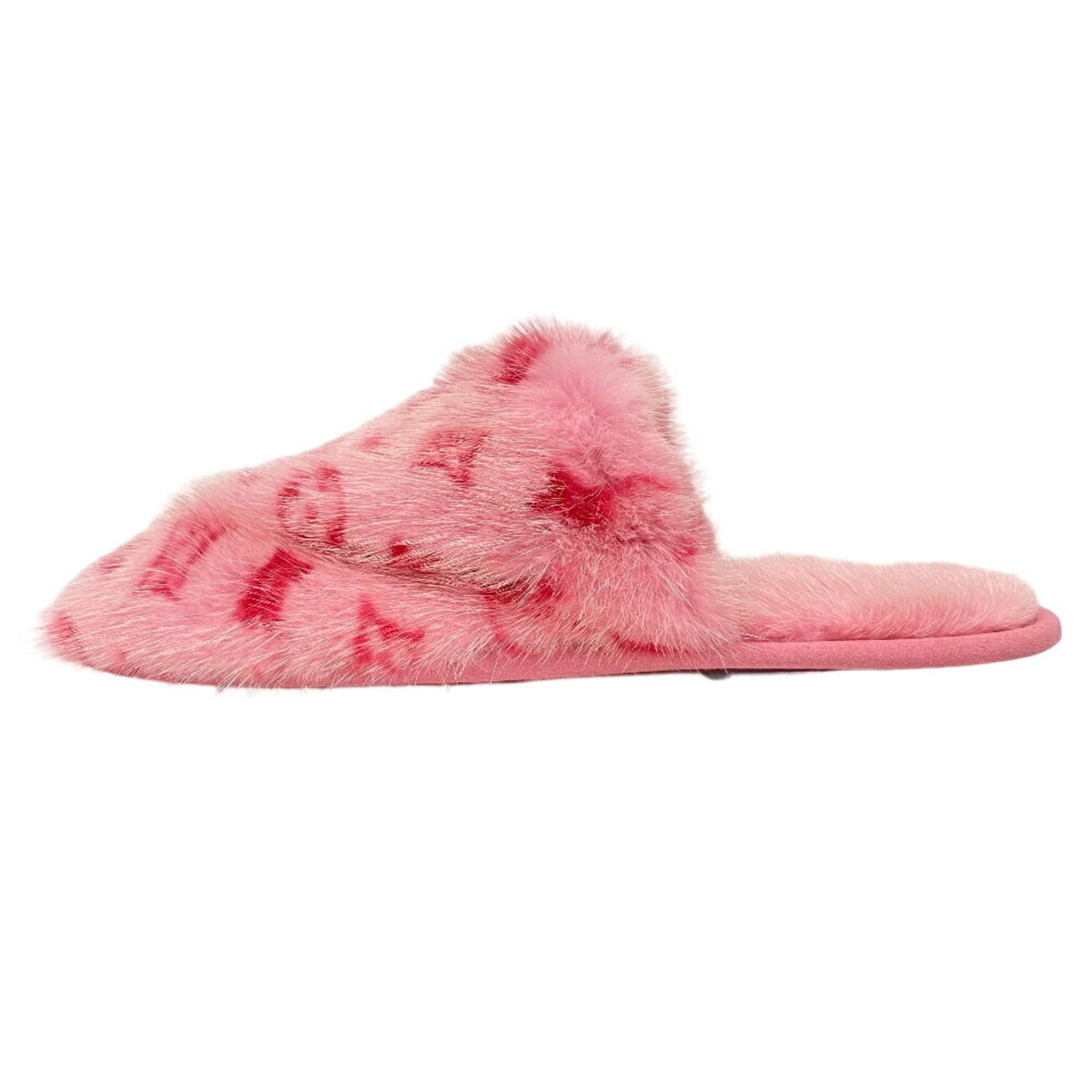 Louis Vuitton Pink Sweet Line Slippers for Women: Louis Vuitton Pink Sweet Line Slippers for Women Step into luxury with these Louis Vuitton Sweet Line Slippers designed for women. These stylish slippers feature a beautiful pink monogram design and a