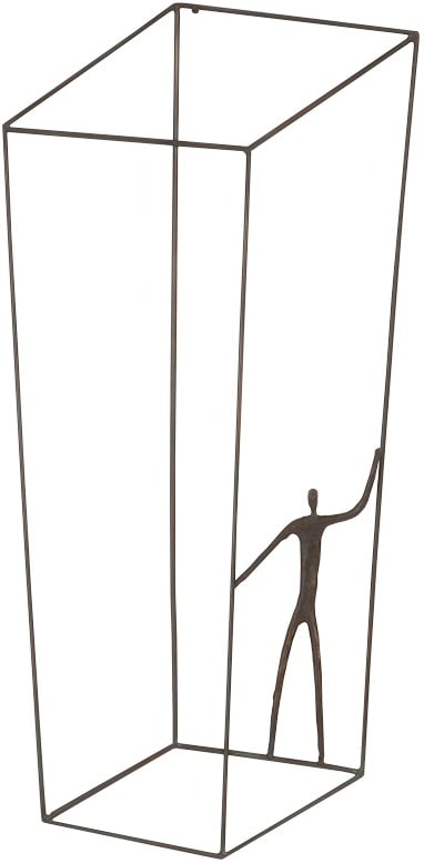 Perspective Wall Art Decorative Sculpture in Brown: Perspective Wall Art Decorative Sculpture in Brown The Perspective collection features decorative wall sculptures with playful thin figures encased in telescoping wire cages that stretch and morph bef