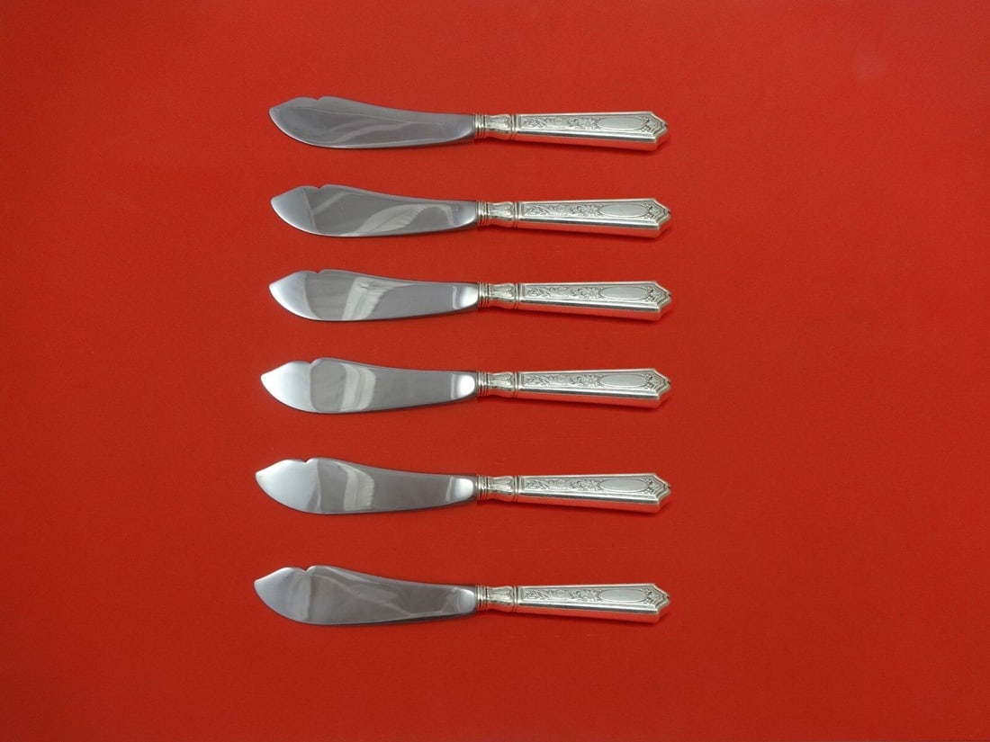 Gorham Saint Dunstan Chased Sterling Silver Trout Knife Set 6pc 7.5in: Gorham Saint Dunstan Chased Sterling Silver Trout Knife Set 6pc 7.5in Saint Dunstan Chased by Gorham Sterling Silver Trout Knife Set 6pc. HHWS Custom. This exquisite set features a pattern of Saint Du