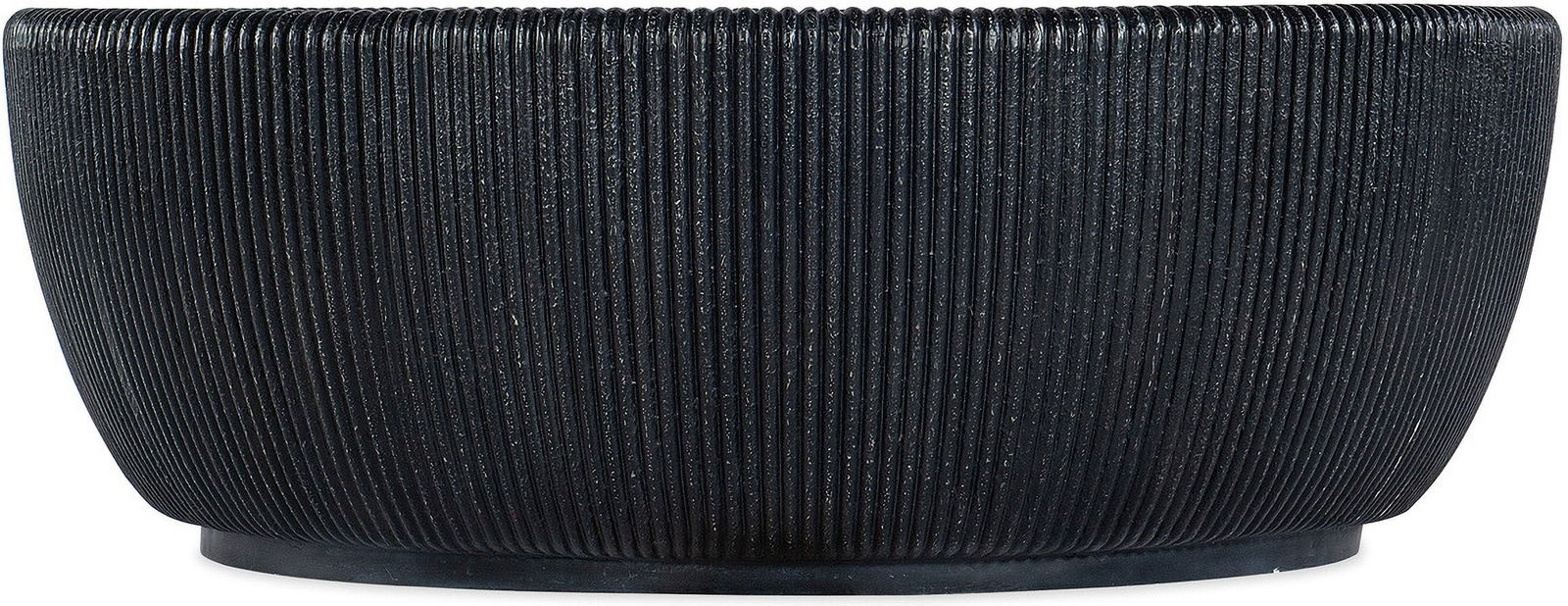 Melange Baleen Round Cocktail Table Black Ribbed Design: Melange Baleen Round Cocktail Table Black Ribbed Design The Melange Baleen Round Cocktail Table showcases a modern minimalist design with a bold black-and-white color palette. Its round bowl shape fea