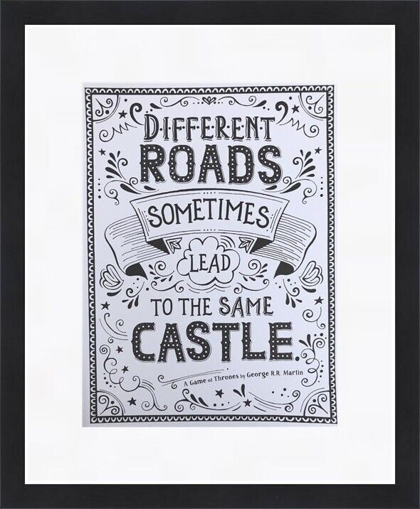 George R.R. Martin Different Roads Inspirational Art Print Framed: George R.R. Martin Different Roads Inspirational Art Print Framed This inspirational art print titled 'Different Roads' features a medium-sized offset lithograph by George R.R. Martin. It is custom fr