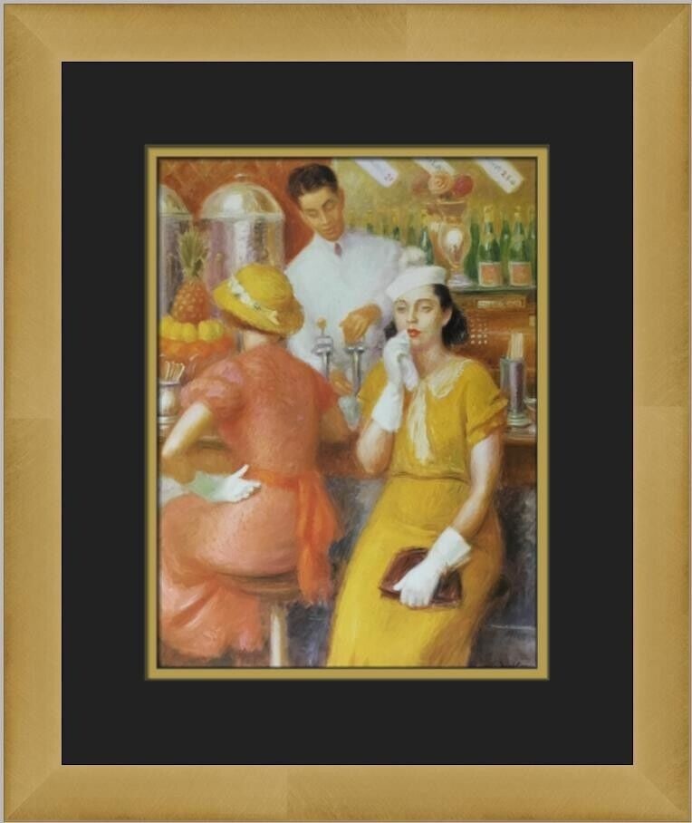 William Glackens The Soda Fountain Custom Framed Print 14x16 Inches: William Glackens The Soda Fountain Custom Framed Print 14x16 Inches This custom framed print features the artwork 'The Soda Fountain' by William Glackens, an Impressionist piece produced in 1990. The