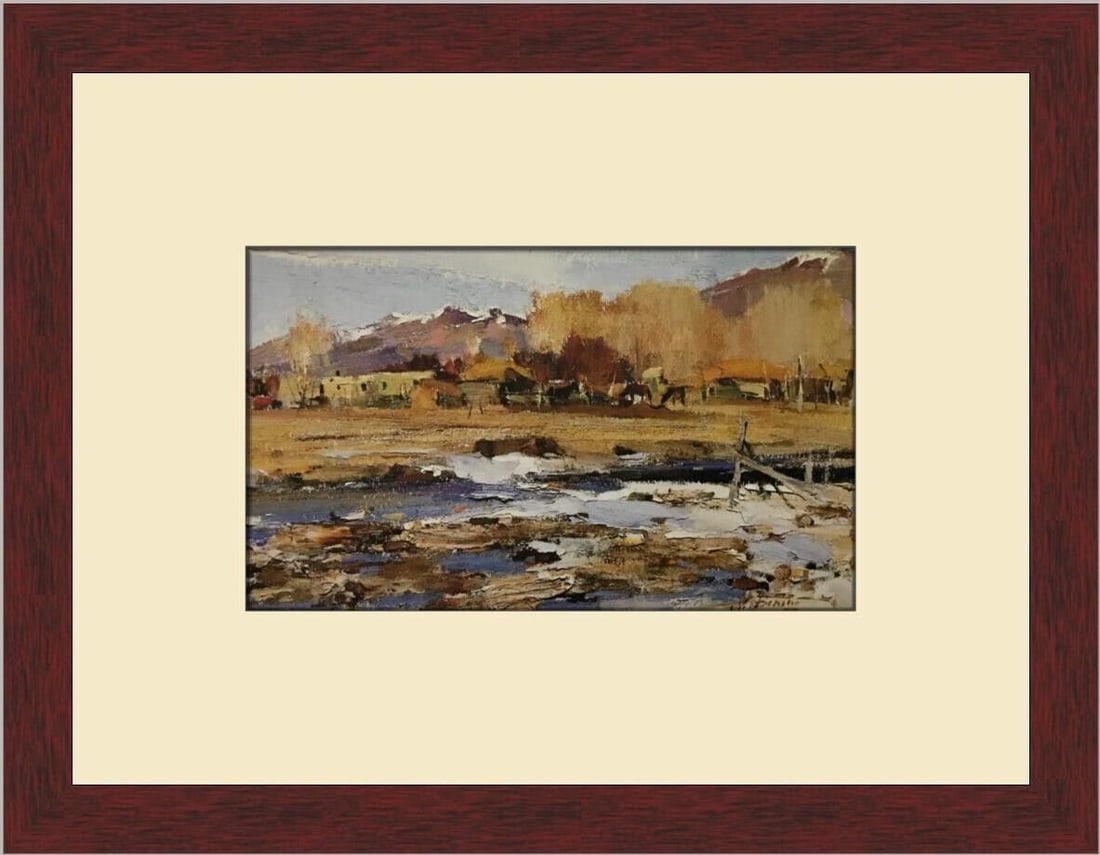 Nicolai Fechin Taos Landscape Custom Framed Print 11in x 13in Lithograph: Nicolai Fechin Taos Landscape Custom Framed Print 11in x 13in Lithograph This custom framed print features Nicolai Fechin's 'Taos Landscape' from 1992. The artwork is a medium-sized lithograph in real