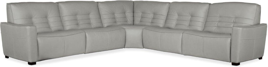 Reaux Grey 5-Piece Power Recline Sectional with 3 Recliners: Reaux Grey 5-Piece Power Recline Sectional with 3 Recliners The Reaux Grey 5-Piece Power Recline Sectional features three power recliners, offering modern comfort and style. Crafted from high-quality