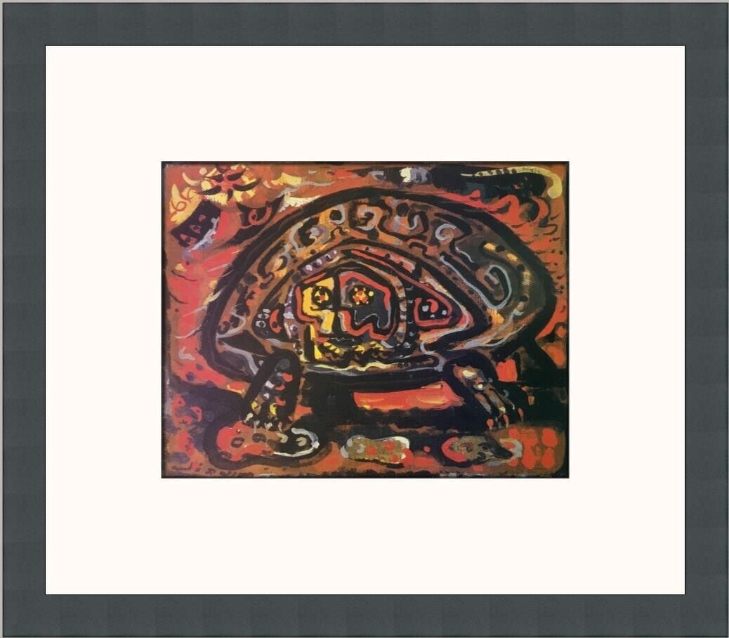 Andre Masson The Turtle Custom Framed Art Print 2001: Andre Masson The Turtle Custom Framed Art Print 2001 This custom framed print features Andre Masson's artwork titled 'The Turtle.' Produced in 2001, this medium-sized piece is framed in a sleek flat b
