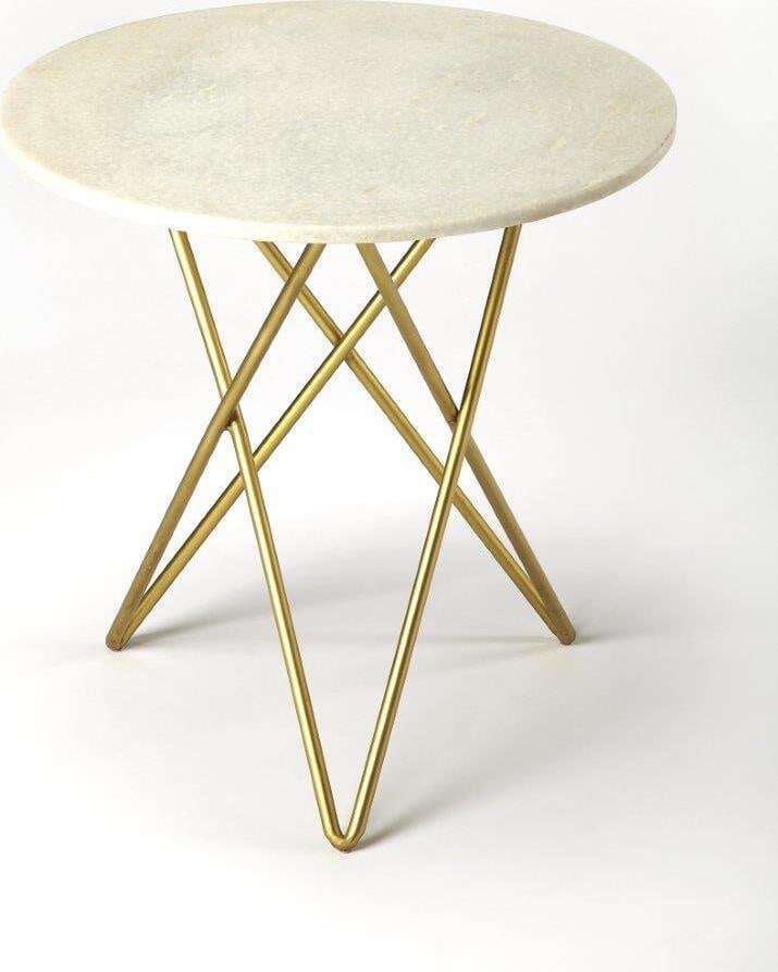 Butler Quantum White Marble Bunching Table with Antique Brass Legs: Butler Quantum White Marble Bunching Table with Antique Brass Legs This Imitable Bunching Table is a sleek modern addition to the living room or bedroom. It features a cool white marble top beautifull