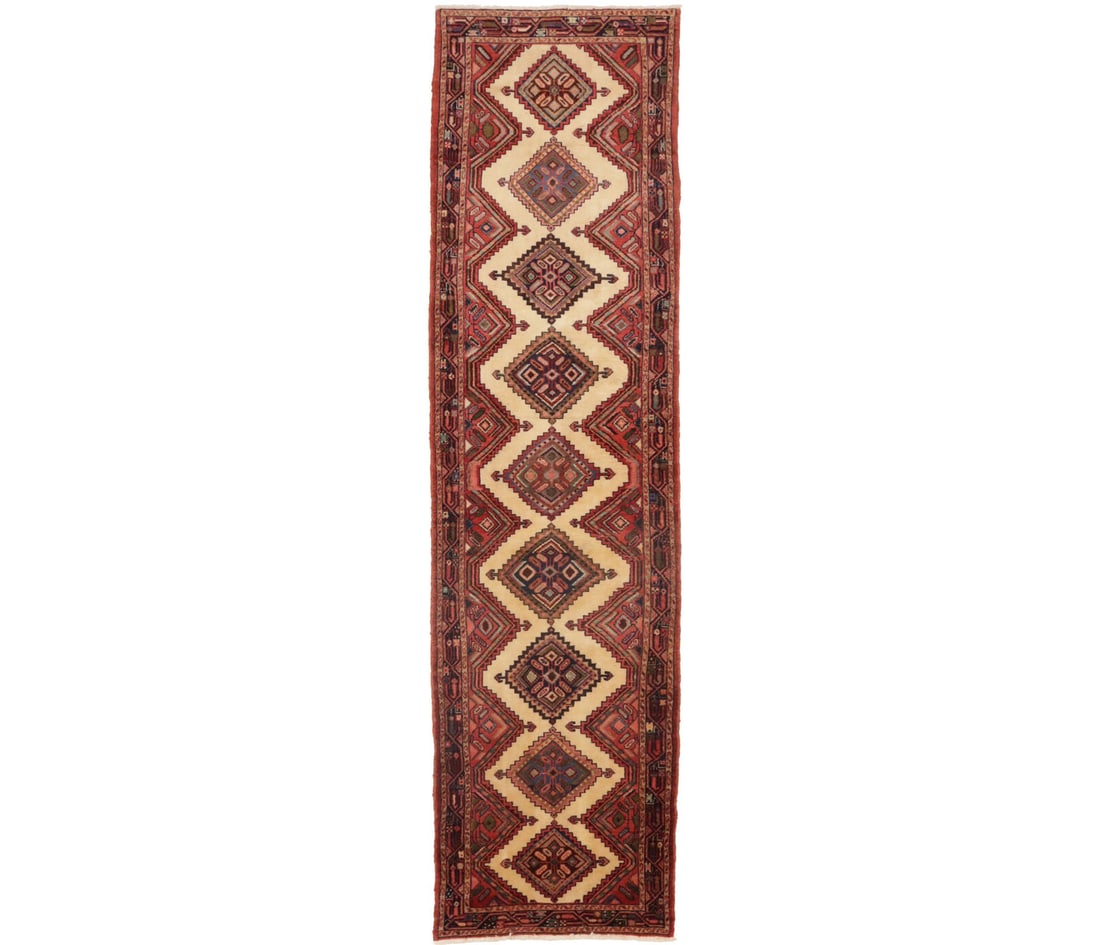 Handmade Wool Tribal Runner Rug 3ft by 12ft Vintage Geometric Design: Handmade Wool Tribal Runner Rug 3ft by 12ft Vintage Geometric Design Enhance your hallway with this stunning handmade wool tribal runner rug. This original piece features a vintage design with a geome