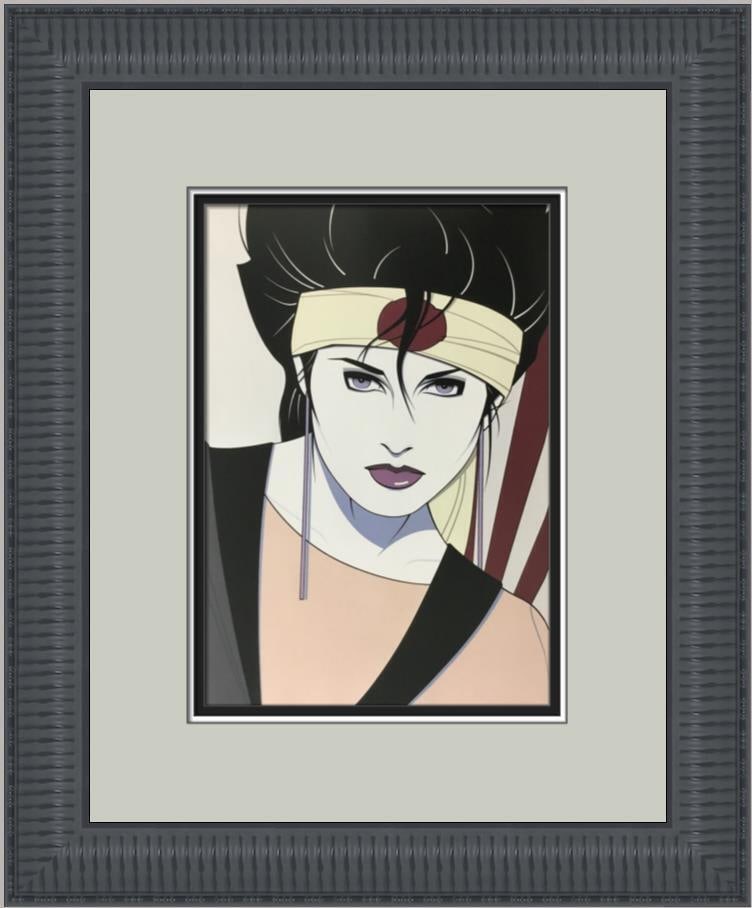 Patrick Nagel UNTITLED XXXXII Custom Framed Art Print: Patrick Nagel UNTITLED XXXXII Custom Framed Art Print This custom framed print by Patrick Nagel features the title UNTITLED XXXXII. It showcases a portrait of a woman in Art Deco Art Nouveau style. Me