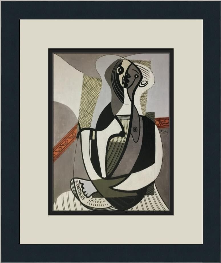 Pablo Picasso Seated Woman Framed Print 13x16 in Abstract Expressionism: Pablo Picasso Seated Woman Framed Print 13x16 in Abstract Expressionism This custom framed print features Pablo Picasso's artwork titled 'Seated Woman.' The piece is a medium-sized offset lithograph p
