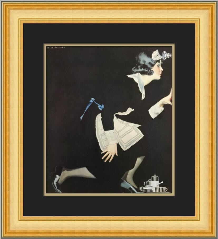 Coles Phillips In A Position To Know Framed Print 1979 20x19in Impressionism: Coles Phillips In A Position To Know Framed Print 1979 20x19in Impressionism This custom framed print titled 'In A Position To Know' by artist Coles Phillips is a medium-sized piece created in 1979. I